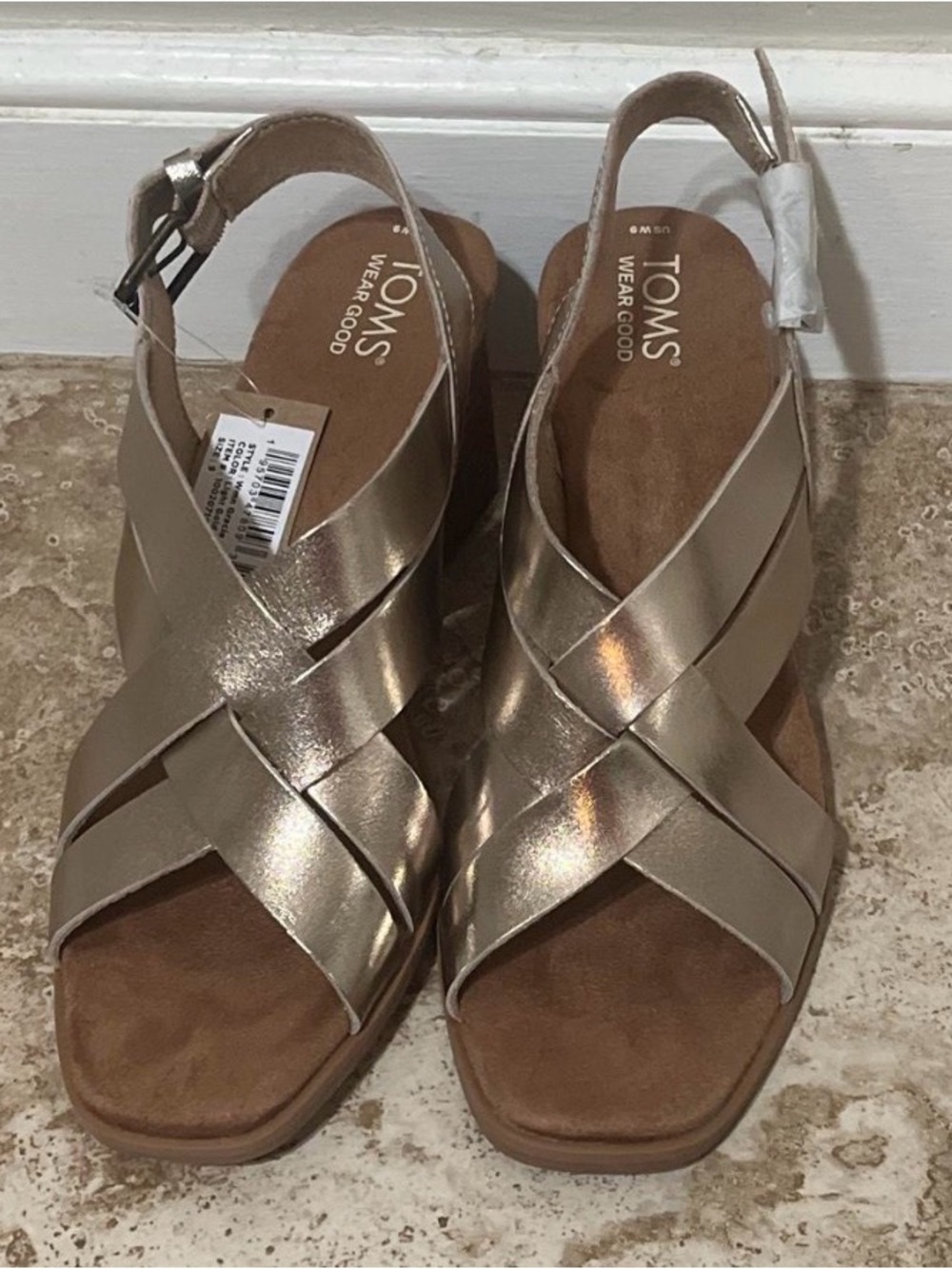 TOMS Rose Gold Crisscross Slingback Sandals